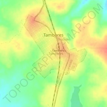 Mapa topográfico Tambores, altitude, relevo