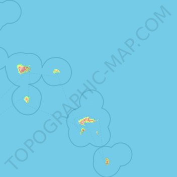 Mapa topográfico Marquesas Islands, altitude, relevo