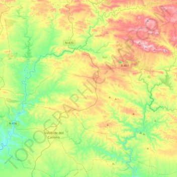 Mapa topográfico Cuenca Minera, altitude, relevo