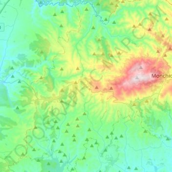 Mapa topográfico Marmelete, altitude, relevo