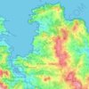 Mapa topográfico Oleiros, altitude, relevo