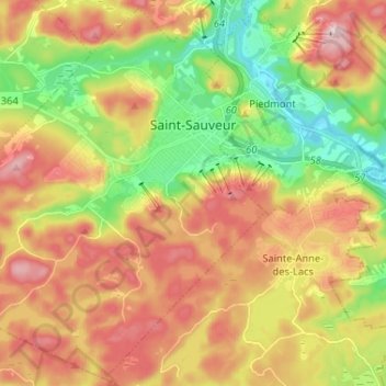 Mapa topográfico Saint-Sauveur, altitude, relevo
