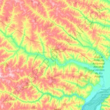 Mapa topográfico Naviraí, altitude, relevo