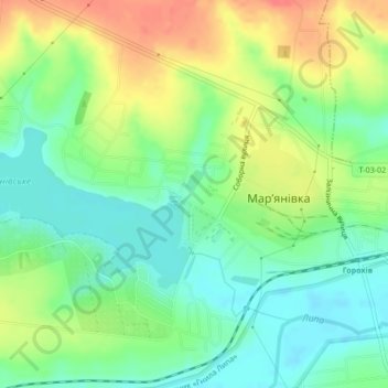 Mapa topográfico Марьяновка, altitude, relevo