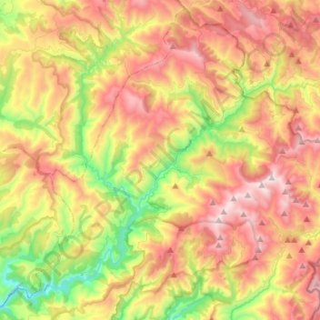 Mapa topográfico Folgoso do Courel, altitude, relevo