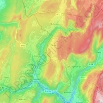 Mapa topográfico La Semine, altitude, relevo