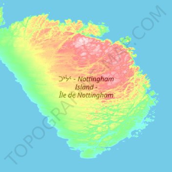 Mapa topográfico Nottingham Island, altitude, relevo