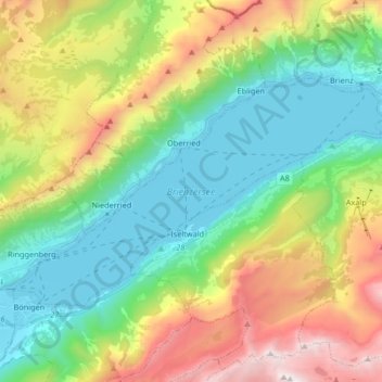 Mapa topográfico Alps, altitude, relevo