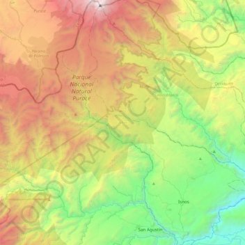 Mapa topográfico Isnos, altitude, relevo