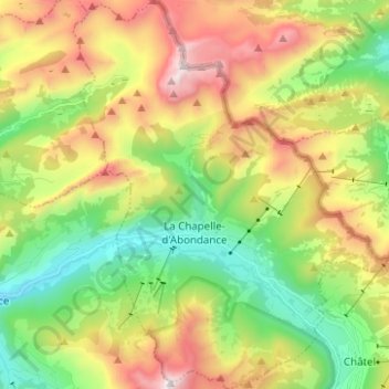 Mapa topográfico La Chapelle-d'Abondance, altitude, relevo