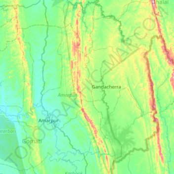 Mapa topográfico Gumti WLS, altitude, relevo
