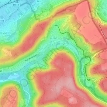 Mapa topográfico Saulnes, altitude, relevo