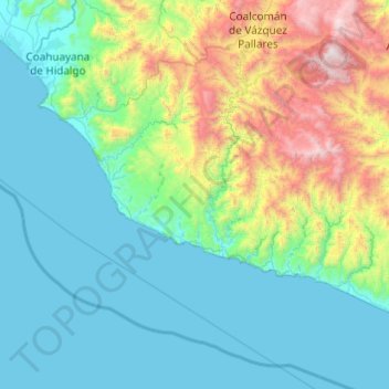 Mapa topográfico Aquila, altitude, relevo