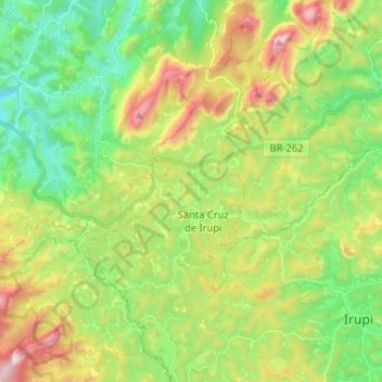 Mapa topográfico Santa Cruz de Irupi, altitude, relevo