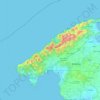 Mapa topográfico Serra de Tramuntana, altitude, relevo