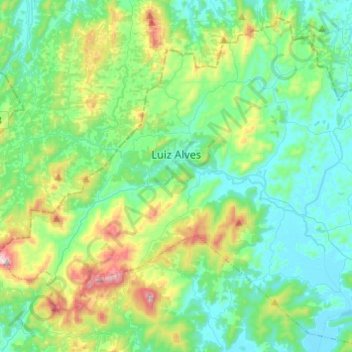 Mapa topográfico Luiz Alves, altitude, relevo
