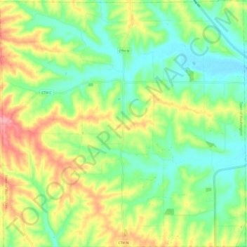 Mapa topográfico Town of Washington, altitude, relevo