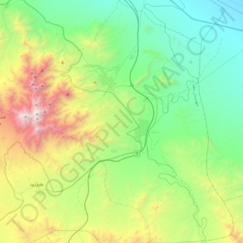 Mapa topográfico دهستان کرکس, altitude, relevo