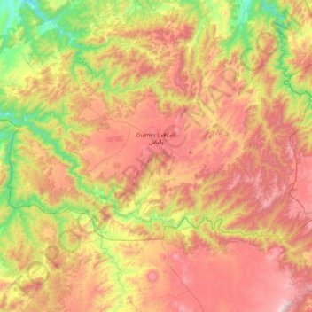 Mapa topográfico Oulmès ⵡⴰⵍⵎⴰⵙ ولماس, altitude, relevo