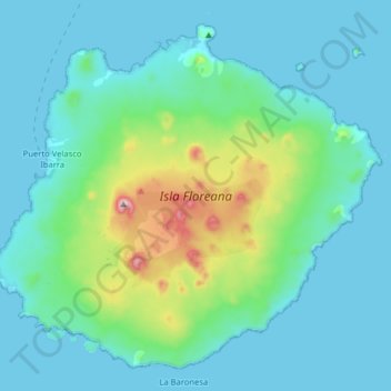 Mapa topográfico Isla Floreana, altitude, relevo