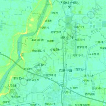 Mapa topográfico Jinan City, altitude, relevo