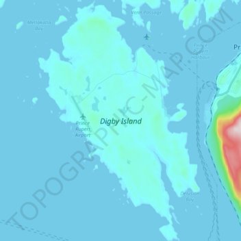 Mapa topográfico Digby Island, altitude, relevo