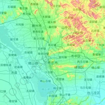Mapa topográfico Zaozhuang City, altitude, relevo