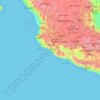 Mapa topográfico Colima, altitude, relevo