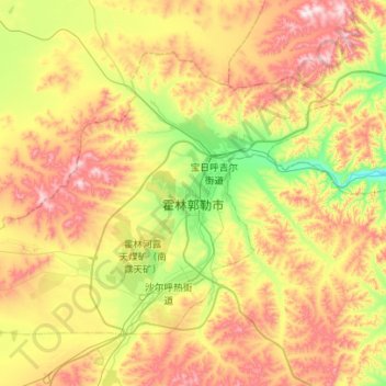Mapa topográfico Holingol City, altitude, relevo