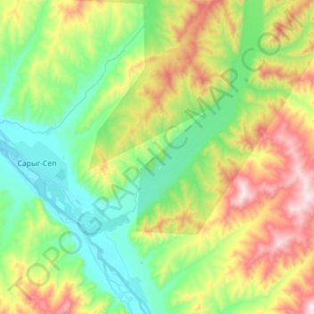Mapa topográfico Дерзиг-Аксы сумон, altitude, relevo