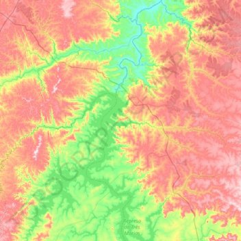 Mapa topográfico Três Marias, altitude, relevo