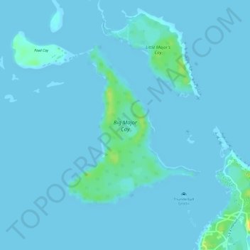 Mapa topográfico Big Major Cay, altitude, relevo