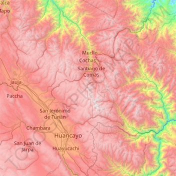 Mapa topográfico Concepción, altitude, relevo