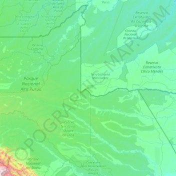 Mapa topográfico Tahuamanu Province, altitude, relevo