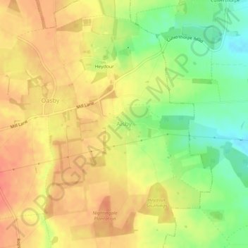 Mapa topográfico Aisby, altitude, relevo