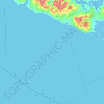 Mapa topográfico Argyle Shore, altitude, relevo