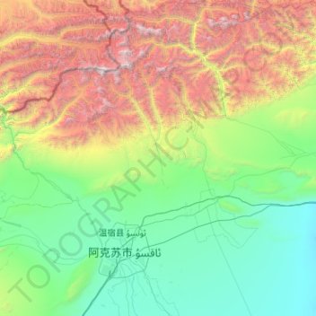 Mapa topográfico Onsu County, altitude, relevo