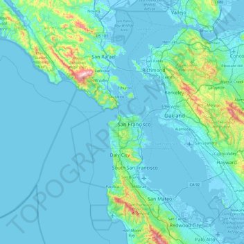 Mapa topográfico San Francisco, altitude, relevo