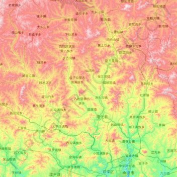 Mapa topográfico Longhua County, altitude, relevo