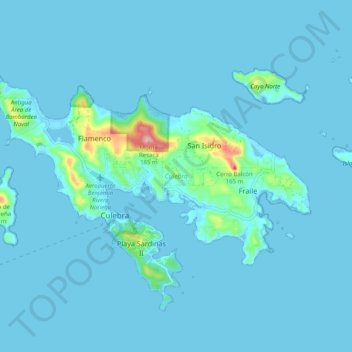 Mapa topográfico Isla de Culebra, altitude, relevo