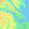 Mapa topográfico James River, altitude, relevo