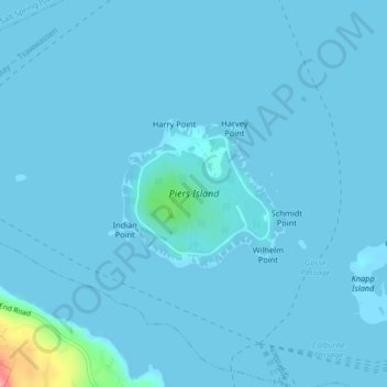 Mapa topográfico Piers Island, altitude, relevo