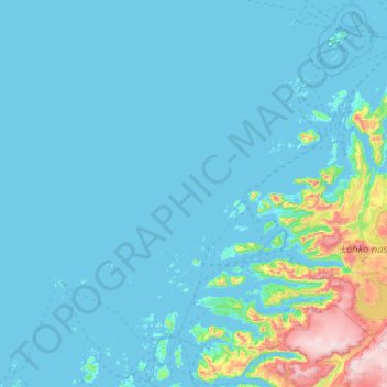 Mapa topográfico Meløy, altitude, relevo