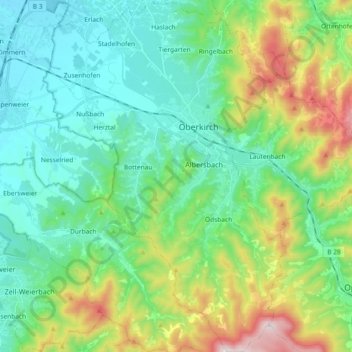 Mapa topográfico 77704, altitude, relevo