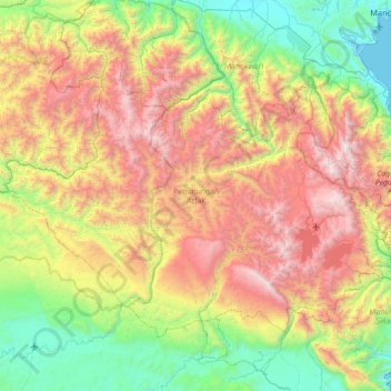 Mapa topográfico Pegunungan Arfak, altitude, relevo