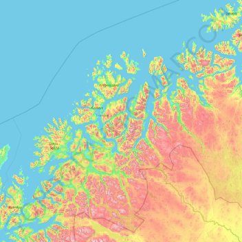 Mapa topográfico Troms, altitude, relevo