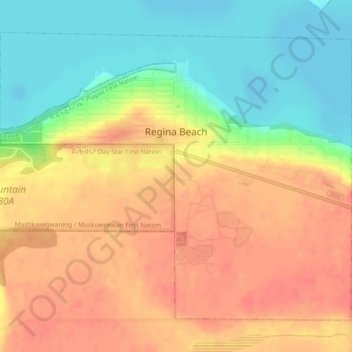 Mapa topográfico Regina Beach, altitude, relevo