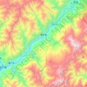 Mapa topográfico Nanxin, altitude, relevo
