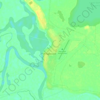 Mapa topográfico Кондинское, altitude, relevo