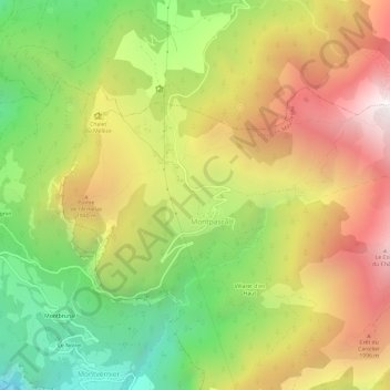 Mapa topográfico Montpascal, altitude, relevo